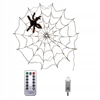 SVIETIACA SPIDER WEB LAMPA USB DEKOR červená