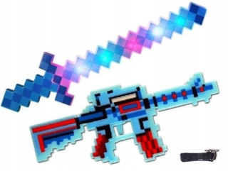 MINECRAFT - Svetelná puška + Sword Sound Wecraft Weapon