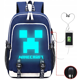 MINECRAFT - Žiariace v noci. Minecraft batoh s USB