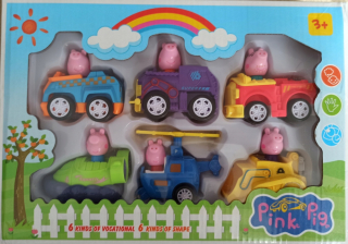 Pepa Pig - Figuríny Peppa Pipe 6 s vozidlami s automobilom