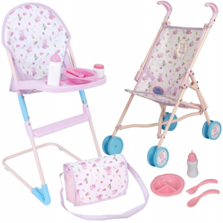 Pepa Pig - Peppa ošípané kočík + vysoká stolička + taška