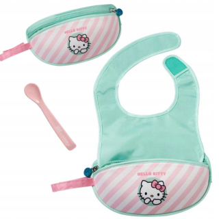 HELLO KITTY BOX BIB s lyžičkou s ahoj kitty sáčkom