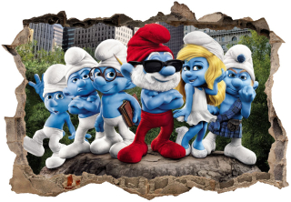 Šmolkovia - Smurfs, nástenná nástenná, 3D samolepka, 130x90