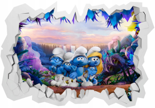 Šmolkovia - Smurfs chýbajúce obce nástenné nástenné maľby 3D, 130x90