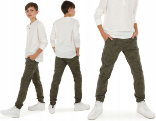 Detské tepláky - Tepláky s vreckami, poľský produkt - 152 khaki tlač