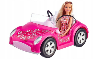 STEFFI bábika - Steffi Luxury Pink Cabriolet Auto Beach