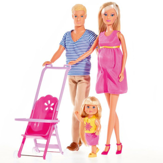 STEFFI bábika - Steffi s rodinnou rodinou Doll Baby Bobas