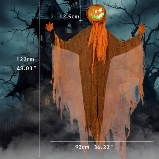 Strašidelná halloweenska tekvica so závesnou dekoráciou so svetlom a zvukom