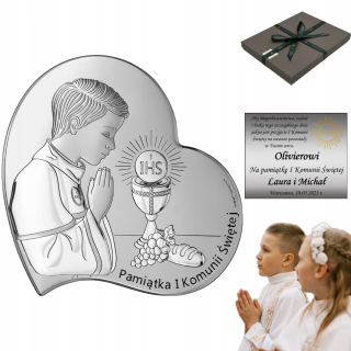 STRIEBORNÝ OBRAZ Chlapec sväté prijímanie + GRAVÍROVANIE