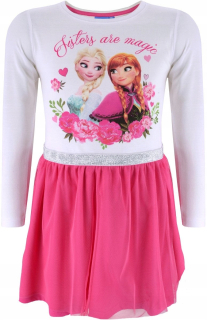 Elsa Frozen - Šaty Frozen Elsa a Anna Biało-Pink 128