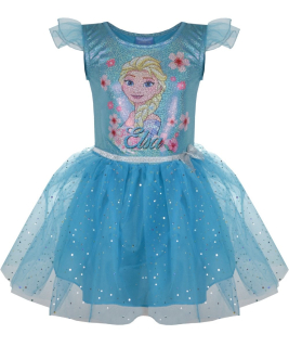Elsa Frozen - Ľadové pozemné šaty TULL LASER BLUE 128