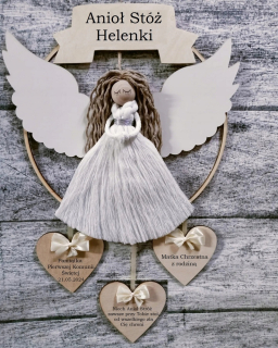 Suvenír na prvé sväté prijímanie Anjel strážny, personalizované makramé