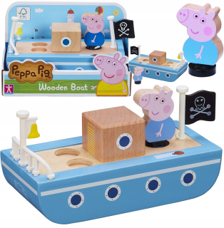 Pepa Pig - Čerpadlo Peppa loď drevené George + Figurine