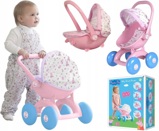 Pepa Pig - Pippa Pippa bábika kočík 4in1 Gondola Screžené