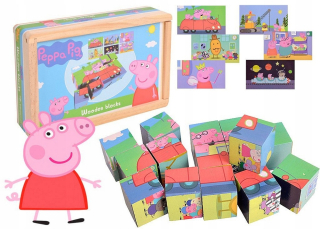 Pepa Pig - Čerpadlo Peppa bloky drevené vzdelávacie v krabici