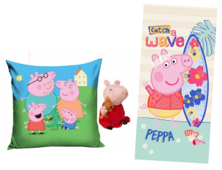 Pepa Pig - Peppa ošípaná vankúš 40x40 maskotová uteráková vlna