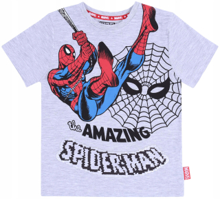 SPIDERMAN - Šedá tričko, tričko Spiderman Marvel 7-8 rokov