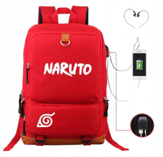 NARUTO - Školský batoh s anime naruto s USB načítavaním