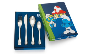 Šmolkovia - Príbory pre deti gravírovanie Roczek BAPTISM - Smurfs