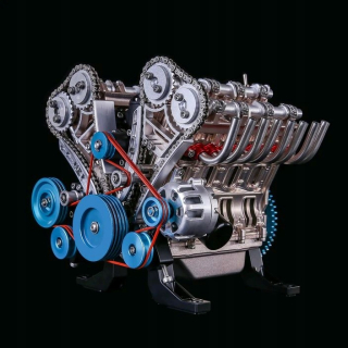 TECHING 1:3 celokovový model motora V8 Motor, ktorý funguje