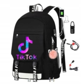 Školský batoh, taška - TIK TOK SCHOOL BACKPACK USB PADLOCK LIGHT