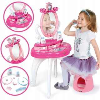HELLO KITTY Ahoj Kitty 2N1 Dressing Tabuľka s Pink Mirror High Chair