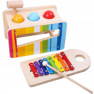 TOOKY TOY Drevená preliezačka s činelami 2v1