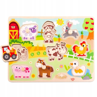 Vzrezanie hračky drevené puzzle farme s piestom