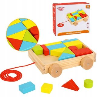 TOOKY TOY Drevený vozík s kockami 16 el.