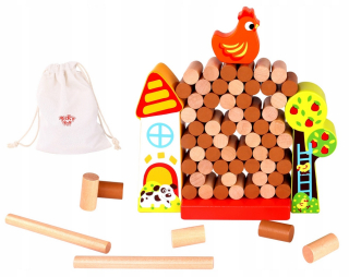 TOOKY TOY Jenga Hra Padajúce Kuracie Drevené Farmy