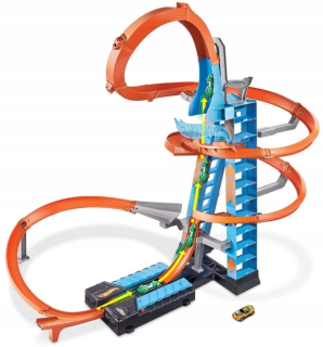 Hot Wheels dráha veža set + slučka + garáž + auto