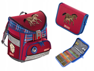 Aktovka školská taška - Satchel Hama Light Horse Family + ceruzka puzdro 900 g