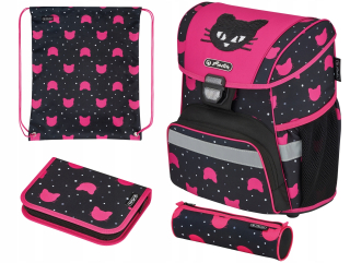Školský batoh Herlitz Loop Plus Black Cat - komplet