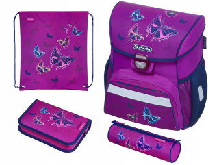 Aktovka školská taška - Herlitz Loop Plus Glitter Butterfly KPL.