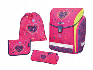 Herlitz Midi Plus Pink Hearts - školský batoh - sada
