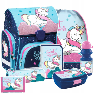 Aktovka školská taška - Satchel z unicorn ceruzky. Bidon Set. 7EL.
