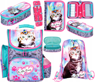 Aktovka školská taška - TORNISTER PENCIL CASE BAG BAG CAT UNICORN 82