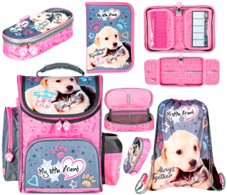 Aktovka školská taška - Školské vrecko Puzdro Sachet Bag Dog Cat 628481