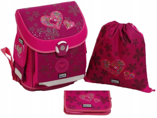 Školská taška - batoh, set, zostava - Schoolbag Backpack Hama Baggymax LoveHeart Set