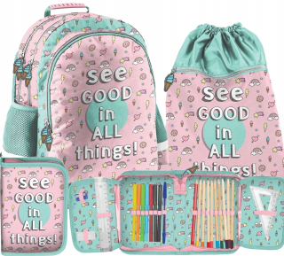 Školská taška - batoh, set, zostava - SchoolBag School Batchpack pre Dievča