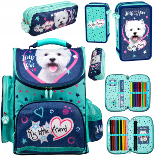Aktovka školská taška - SchoolBag School Batchpack MLF psie ceruzky SAS 4968