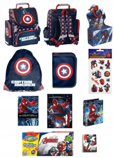 Aktovka školská taška - Školská taška Avengers Captain America Ceruzka Case
