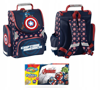 Aktovka školská taška - Školská taška Avengers kapitán Amerika + plast