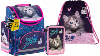 Aktovka školská taška - Ergo Schoolbag 3in1 Cleo Kotek Meow