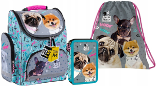 Aktovka školská taška - Ergo School Bag Set 3IN1 CLEO BULLDOG DOG