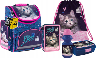 Aktovka školská taška - Ergo School Bag Set 5W1 Cleo Kotek Meow