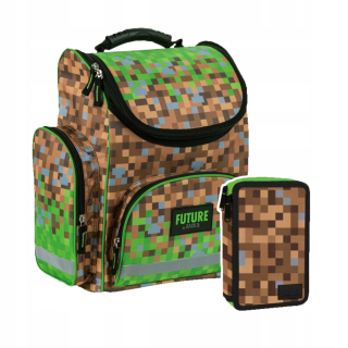Aktovka školská taška - ŠKOLSKÝ TORNISTER ZÁLOHOVANÝ PIXELOVÝ ZÁLOH + PENCIL CASE