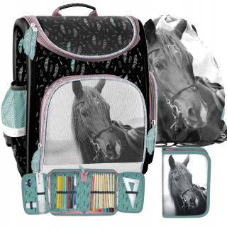 Aktovka školská taška - Schoolbag Horse Horse - Nastavte 3 prvky