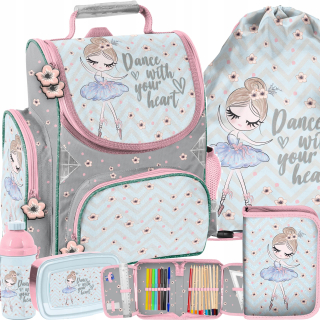 Aktovka školská taška - Školská taška SET 5W1 BALLERINA DANCER