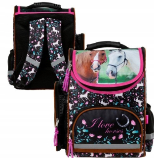 Aktovka školská taška - Školská taška Bathpack Horses Derform poníky